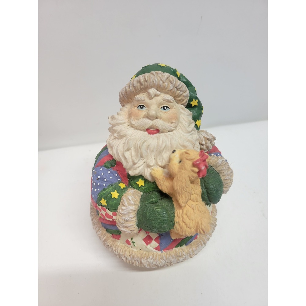 Vtg Santa Claus Figurine with Puppy Quilted Coat nonworking Holiday Decor